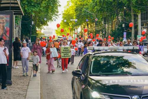 Frame of the "March of Gratitude" in Tbilisi in support of children with Duchenne muscular dystrophy. Photo: MO SE / Facebook Frame of the "March of Gratitude" in Tbilisi in support of children with Duchenne muscular dystrophy. Photo: MO SE / Facebook