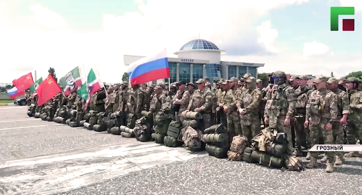 A group of fighters before being sent from Chechnya to Ukraine. Still from video https://www.instagram.com/p/DZu0VvTRybZ (Meta (the owner of Facebook, Instagram, and WhatsApp) is banned in Russia). A group of fighters before being sent from Chechnya to Ukraine. Still from video https://www.instagram.com/p/DZu0VvTRybZ (Meta (the owner of Facebook, Instagram, and WhatsApp) is banned in Russia).
