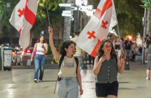 Participants of the protest in Tbilisi. Screenshot photo by Mo Se from 05.07.26, https://www.facebook.com/photo/?fbid=4361966714118067&set=pcb.4361966867451385. Participants of the protest in Tbilisi. Screenshot photo by Mo Se from 05.07.26, https://www.facebook.com/photo/?fbid=4361966714118067&set=pcb.4361966867451385.