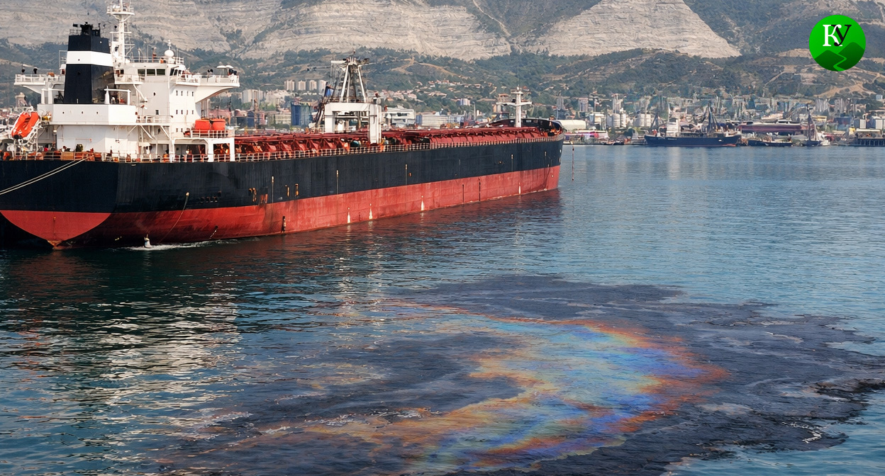 Tankers in the bay. Illustration created by "Caucasian Knot" using AI in the Copilot program.