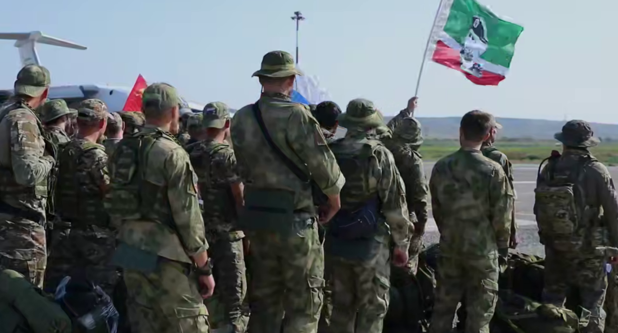 Fighters at Grozny airport. Screenshot from a photo in Ramzan Kadyrov's Telegram channel dated 26.07.26, https://t.me/RKadyrov_95/6749 Fighters at Grozny airport. Screenshot from a photo in Ramzan Kadyrov's Telegram channel dated 26.07.26, https://t.me/RKadyrov_95/6749