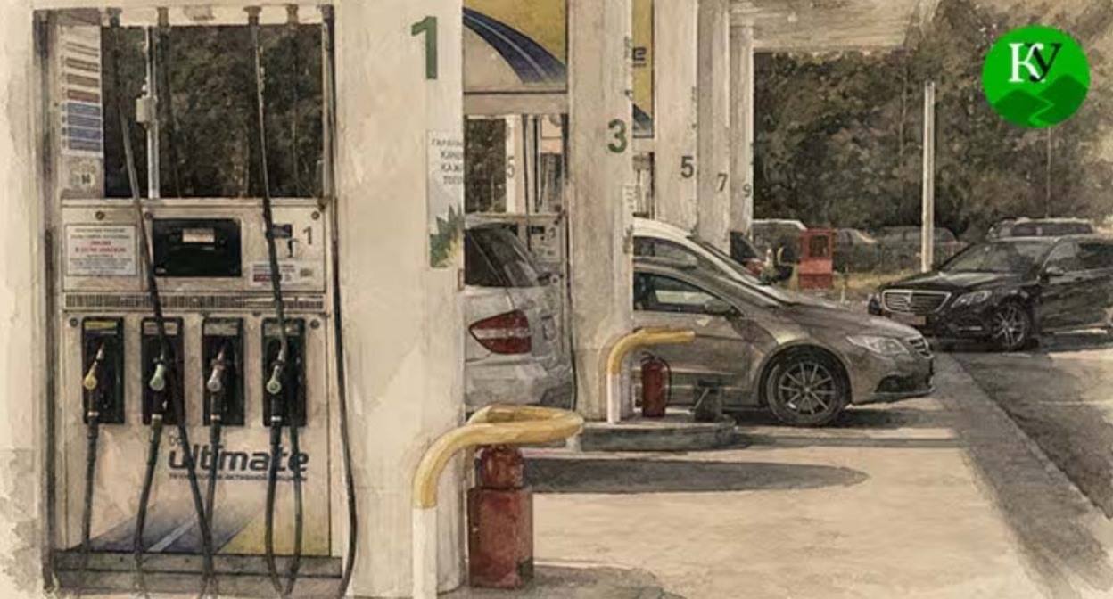 Gas station. Illustration created by "Caucasian Knot" using AI in the Copilot program.
