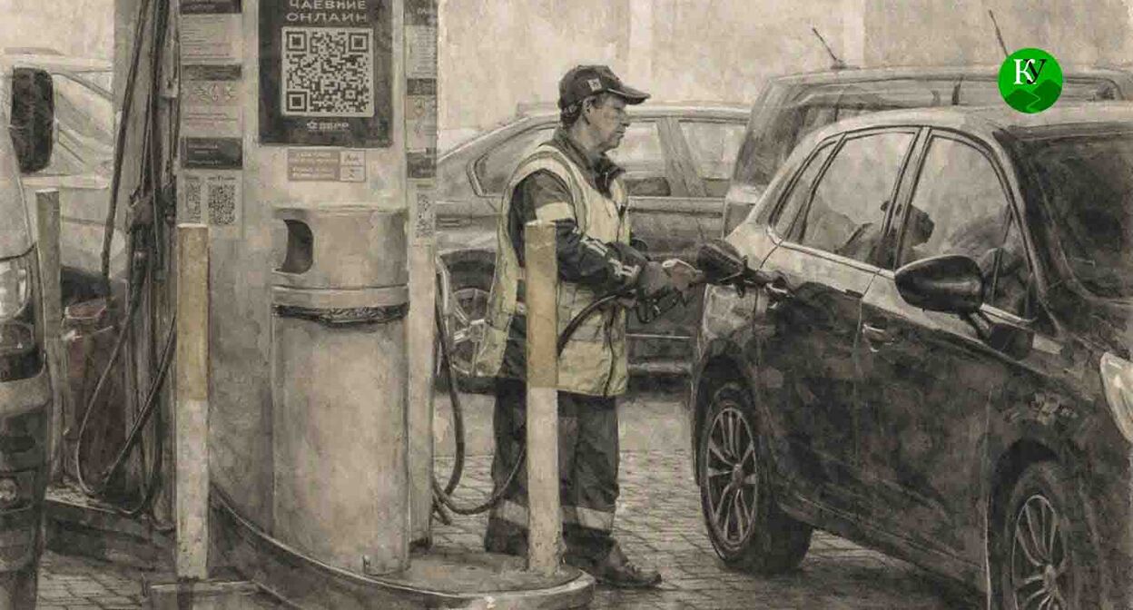 At a gas station. Illustration created by "Caucasian Knot" using AI in the Copilot program.