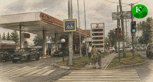 Gas stations. Illustration created by "Caucasian Knot" using AI in the Copilot program.