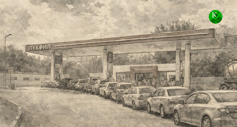 Queue at the gas station. Illustration created by "Caucasian Knot" using AI in the Copilot program.