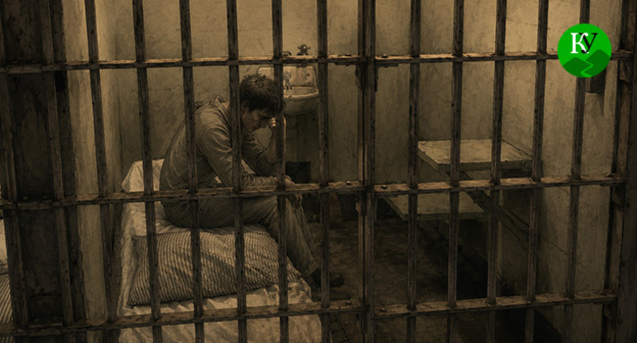 Inmate in a prison cell. Illustration created by "Caucasian Knot" using AI in the Copilot program.