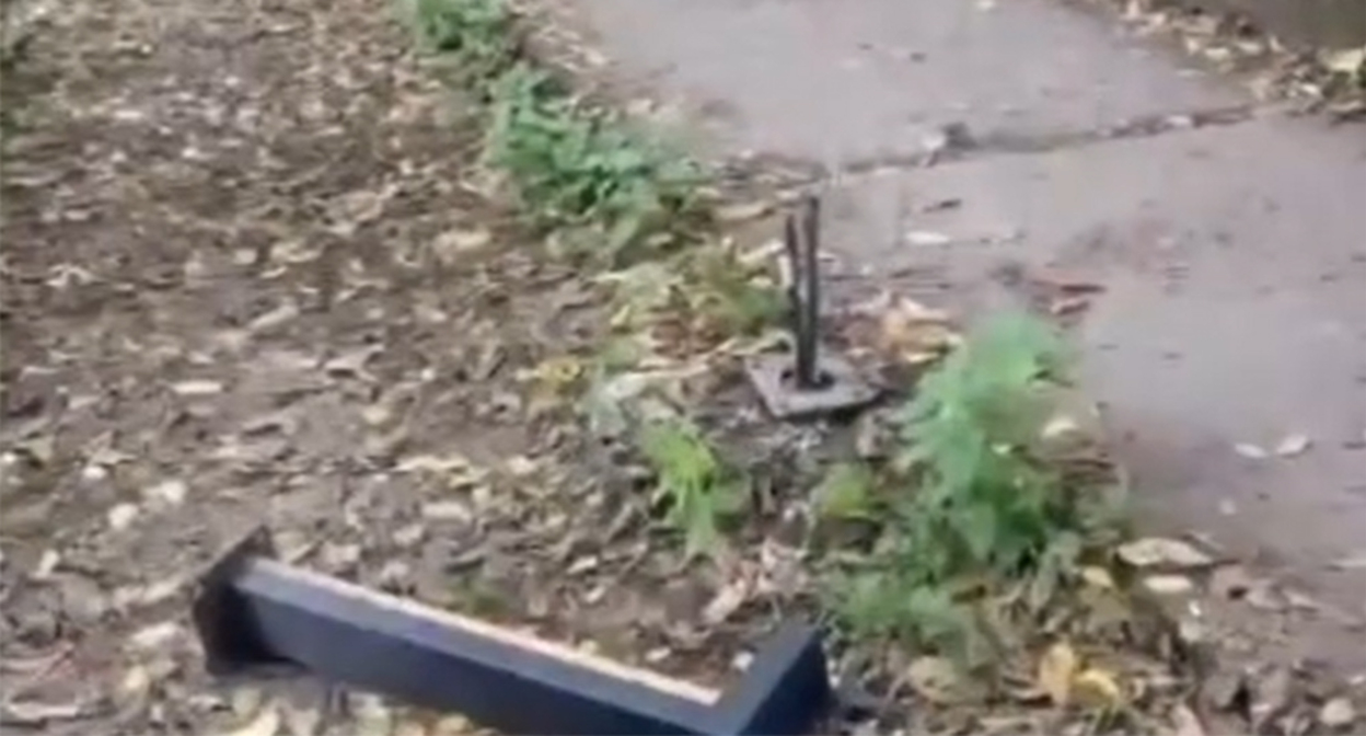 Damaged lantern. Frame from the video on the page https://www.instagram.com/reels/Dci-PWsNVHc (the activities of the company Meta (which owns Facebook, Instagram, and WhatsApp) are banned in Russia)