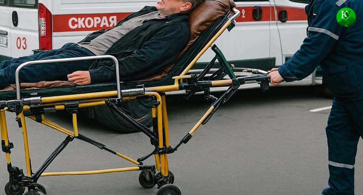 A patient on a stretcher for the ambulance. Illustration created by "Caucasian Knot" using AI in the Copilot program. A patient on a stretcher for the ambulance. Illustration created by "Caucasian Knot" using AI in the Copilot program.