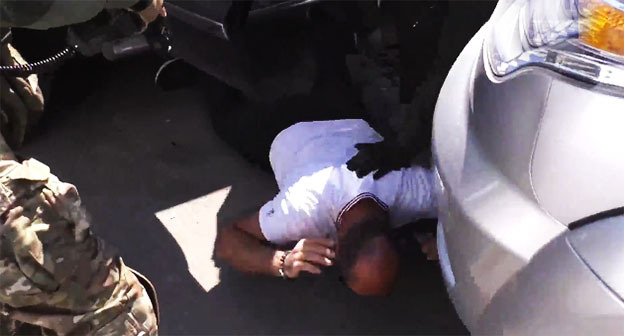 FSB employees detain a suspect. September 14, 2026. Screenshot from FSB Russia video. FSB employees detain a suspect. September 14, 2026. Screenshot from FSB Russia video.