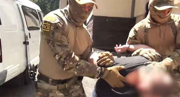 FSB officers detain the suspect. Illustration created by "Caucasian Knot" using AI in the Copilot program.