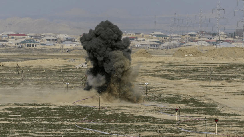 Mine explosion. Screenshot from Haqqin.Az https://haqqin.az/news/344669.