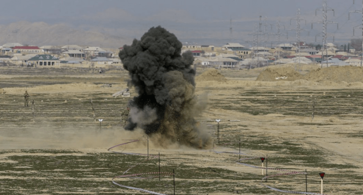 Mine explosion. Screenshot from Haqqin.Az https://haqqin.az/news/344669.