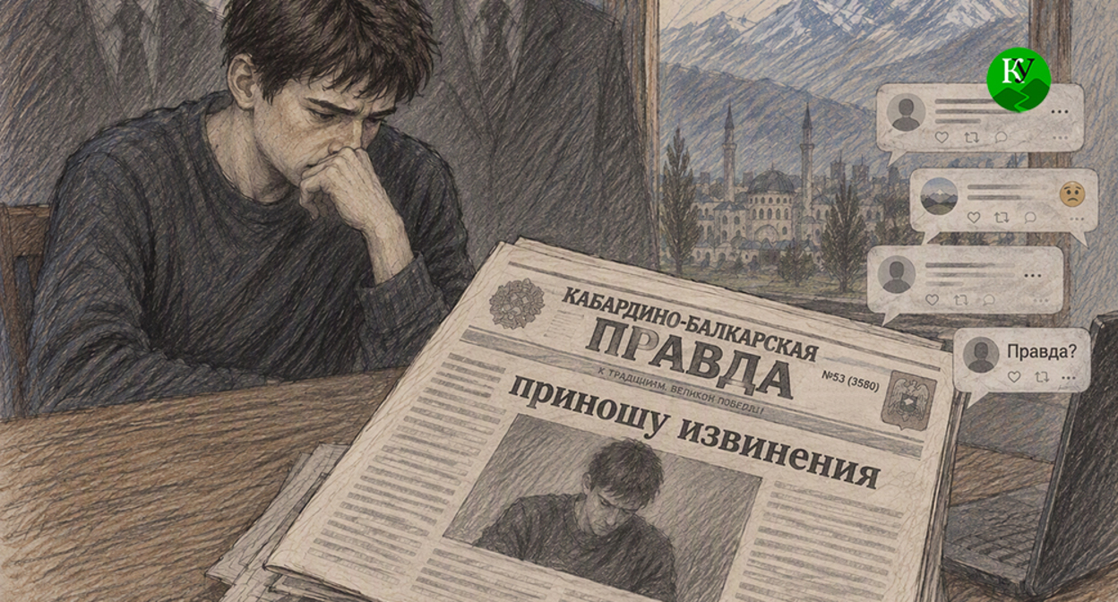 A note with public apologies in the newspaper. The illustration was created by "Caucasian Knot" using AI in the Copilot program. A note with public apologies in the newspaper. The illustration was created by "Caucasian Knot" using AI in the Copilot program.